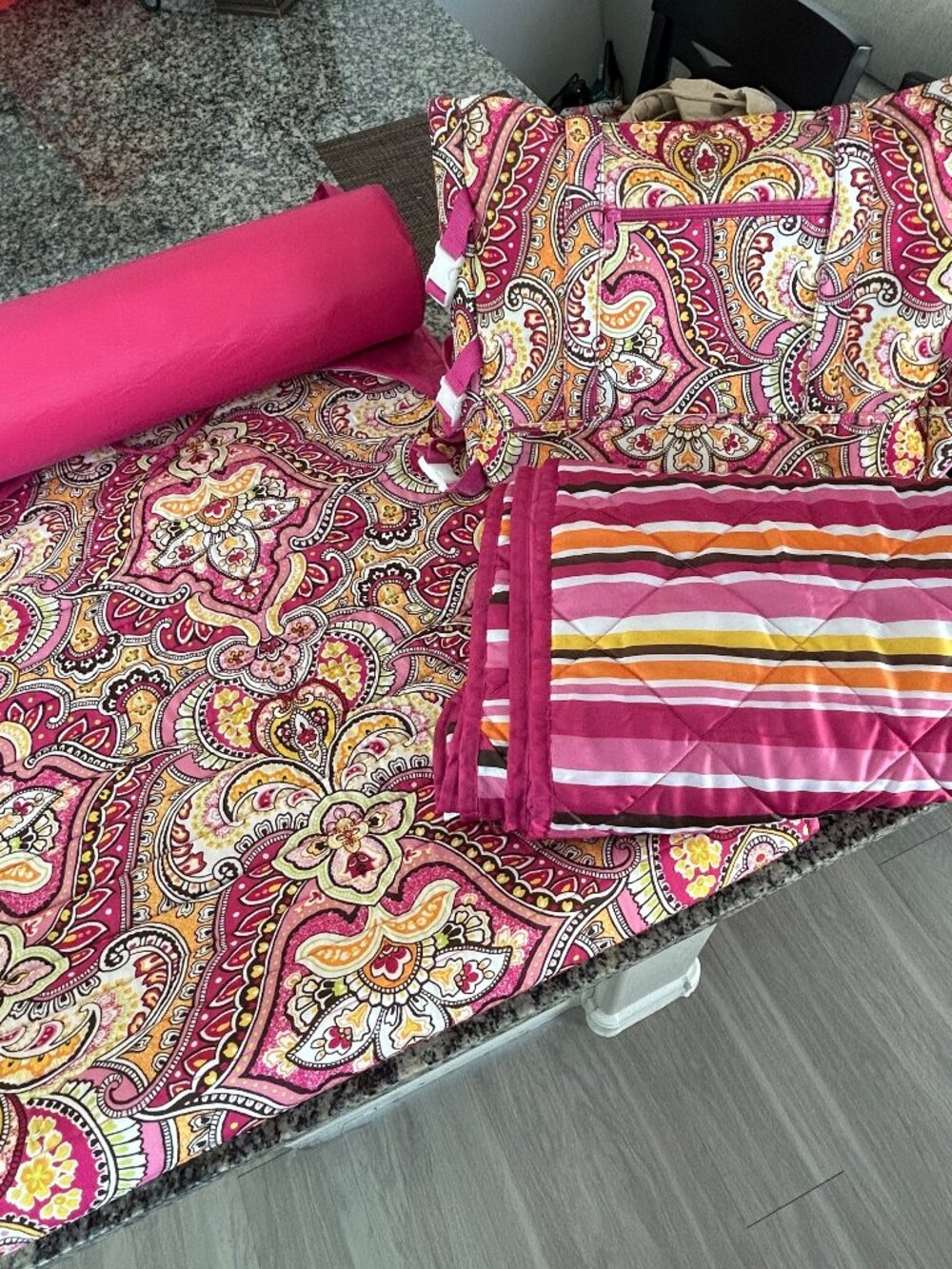 Laura Ashley Seaside BEAUTIFUL 4-Piece Yoga Mat Set – Paisley Print Multi-color